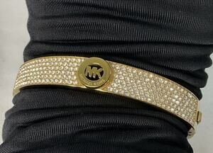Michael Kors Pave Fulton Hinge Bangle Bracelet Gold Tone MKJ3998710